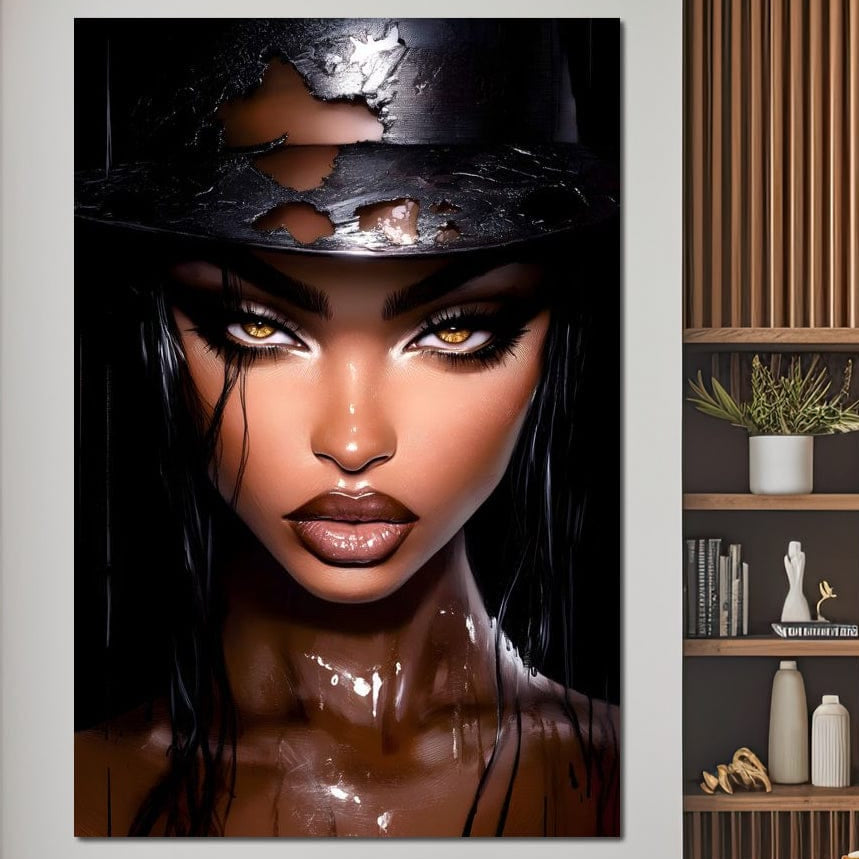 Tablou Canvas Premium, LuxCanva® G1185, Privirea care Topeste, Foc, Privire, Hipnotic, Salbatica, Patrunzatoare, Periculos, Luciu, Dark, Glam, Senzual, Privire, Birou, Living, Dormitor