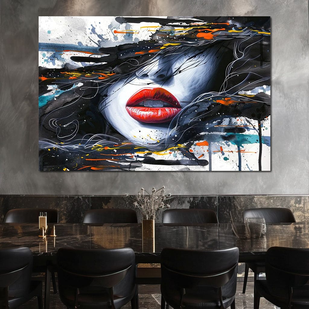 Tablou Canvas Premium LuxCanva® G1002, Mister In Culori , Buze, Rosii, Dramatism, Abstract, Frumusete, Haos, Living, Dormitor, Culori vibrante