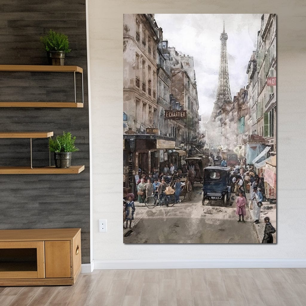 Tablou Canvas Premium, LuxCanva® O1026, Inimi Pariziene, Franta, Turnul Eiffel, Aglomerat, Bulevard, Vechi, Boem, Trecut, Capitala, Etern, Pitoresc, Romantism, Elegant, Birou, Living, Dormitor