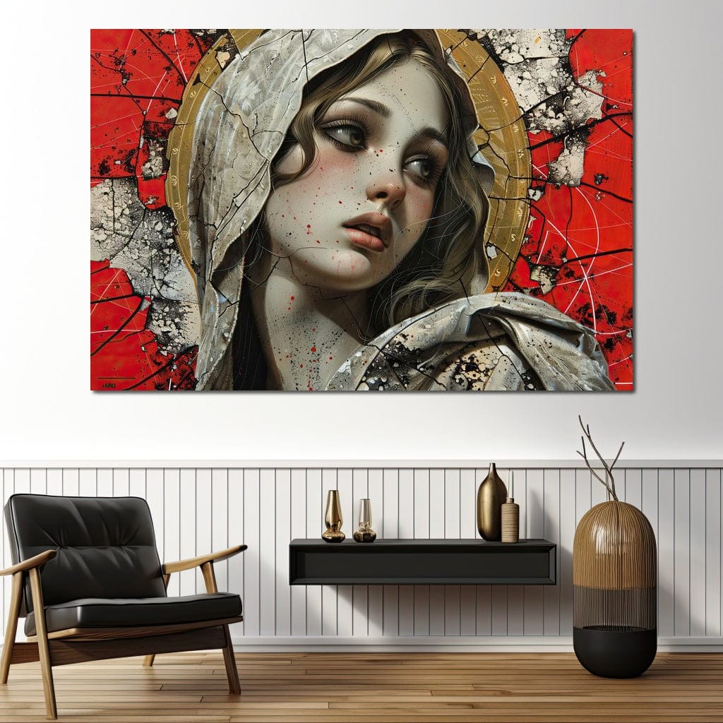 Tablou Canvas Premium LuxCanva® H1042, Aura Sacra, Icoana Reinterpretata, Speranta, Blandete, Fragilitate, Pace, Arta Religioasa Moderna, Living, Dormitor