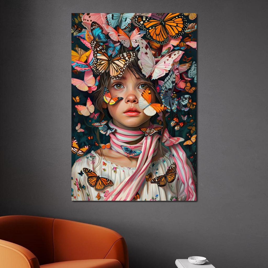 Tablou Canvas Premium, LuxCanva® G1127, Copilarie in Zbor,  Fluturi, Copil, Fata, Fantezie, Inocenta, Libertate, Visare, Emotie, Magie, Copilarie, Living, Dormitor