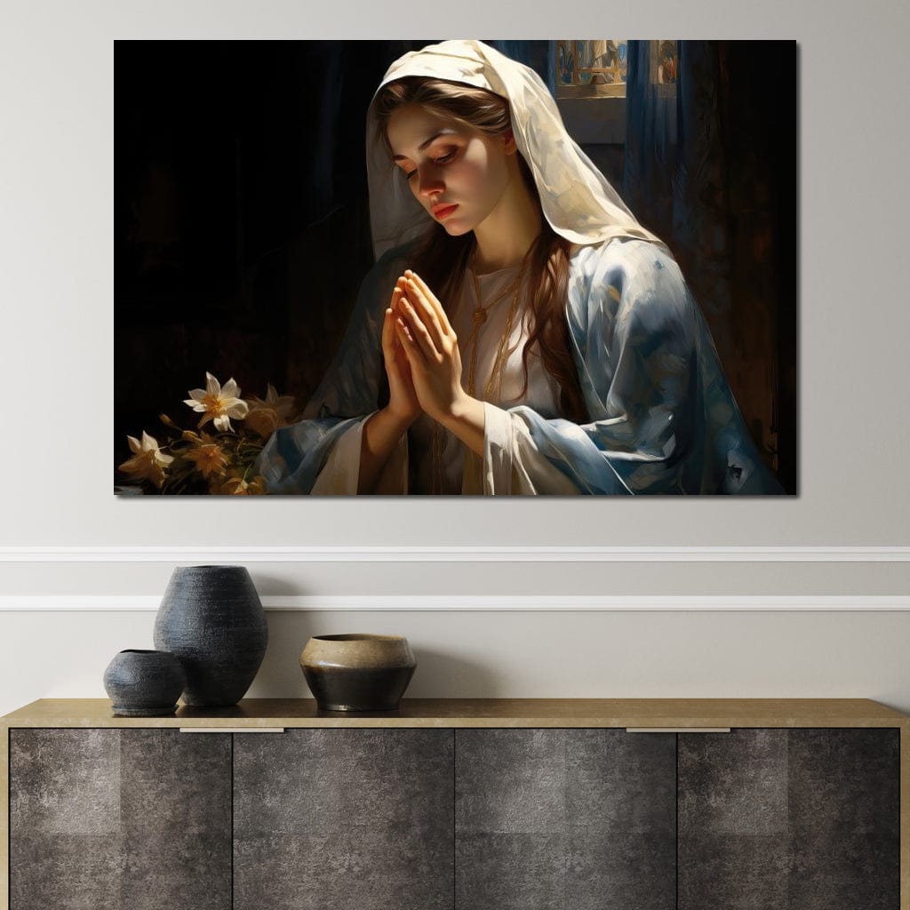 Tablou Canvas Premium LuxCanva® H1037, Mama Luminii, Fecioara Maria, Rugaciune, Lumina, Credinta, Pace, Har, Blandete, Divin, Arta Religioasa, Living, Dormitor