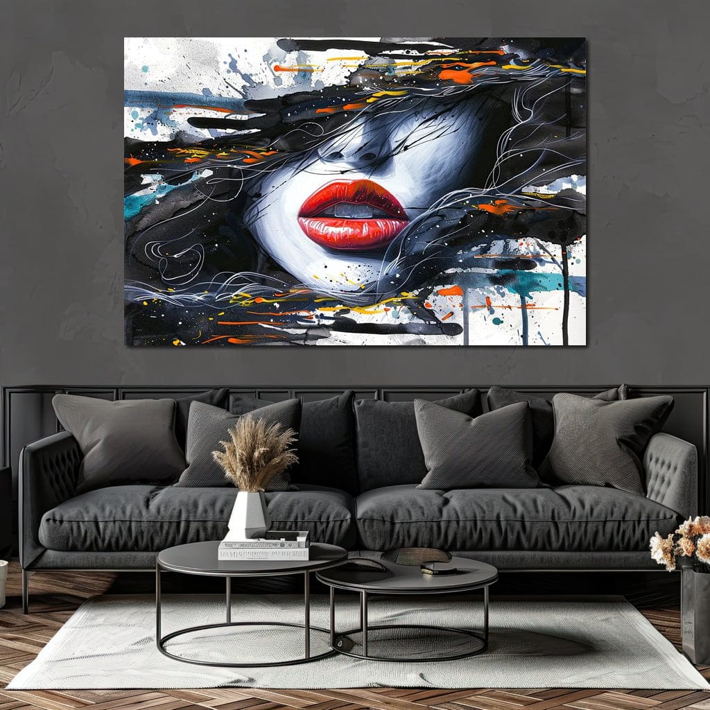Tablou Canvas Premium LuxCanva® G1002, Mister In Culori , Buze, Rosii, Dramatism, Abstract, Frumusete, Haos, Living, Dormitor, Culori vibrante