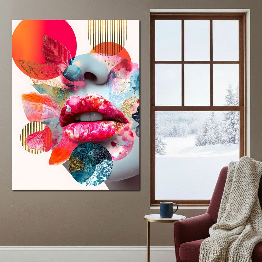 Tablou Canvas Premium, LuxCanva® G1233, Euforia Buzelor,  Pop Art, Senzual, Floral, Abstract, Expresivitate, Culoare, Dorinta, Acvatic, Vis, Fluture, Seductie, Sarut, Neon, Salon, Living, Dormitor