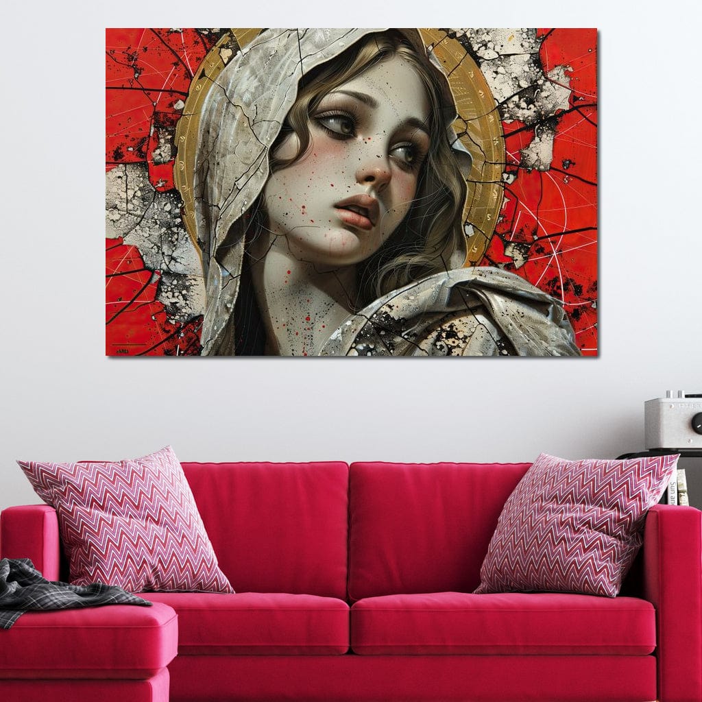 Tablou Canvas Premium LuxCanva® H1042, Aura Sacra, Icoana Reinterpretata, Speranta, Blandete, Fragilitate, Pace, Arta Religioasa Moderna, Living, Dormitor