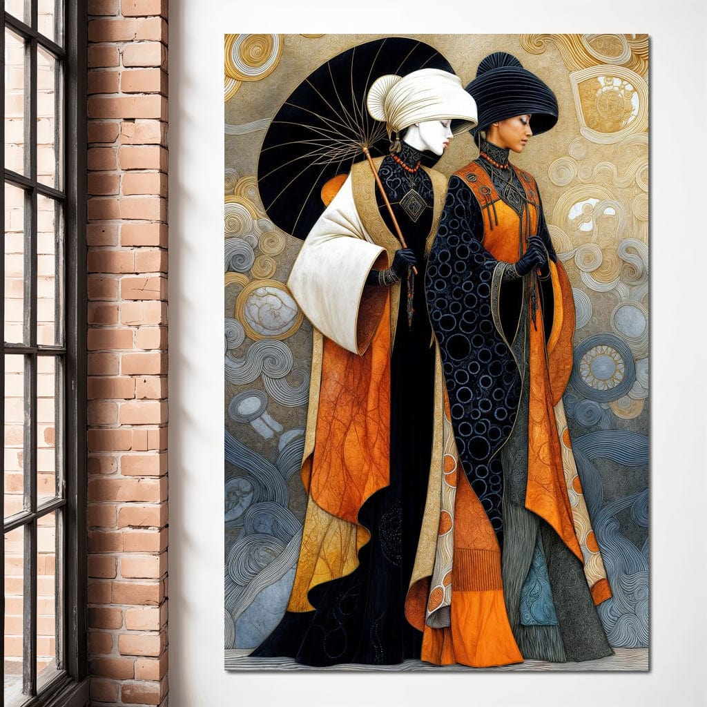 Tablou Canvas Premium, LuxCanva® G1140, Fiicele Vantului Asiatic, Arta, Decorativa, Rafinat, Costum, Traditional, Asiatic, Umbrela, Simbolism, Plimbare, Prietenie, Birou, Living