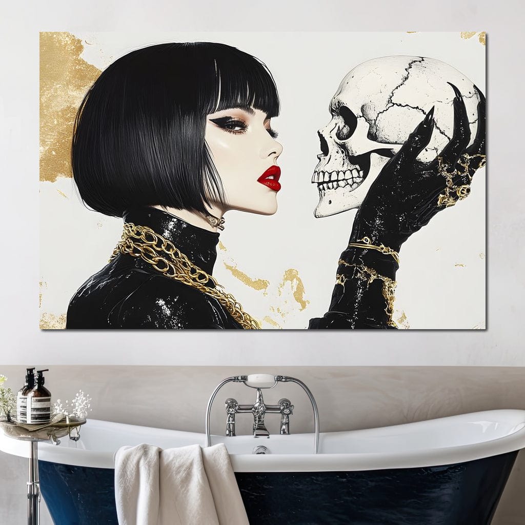 Tablou Canvas Premium, LuxCanva® G1141, Dincolo de Timp, Viata, Schelete, Craniu, Reflectie, Simbolism, Gotic, Dualitate, Nemurire, Glamour, Misterios, Tacut, Birou, Living