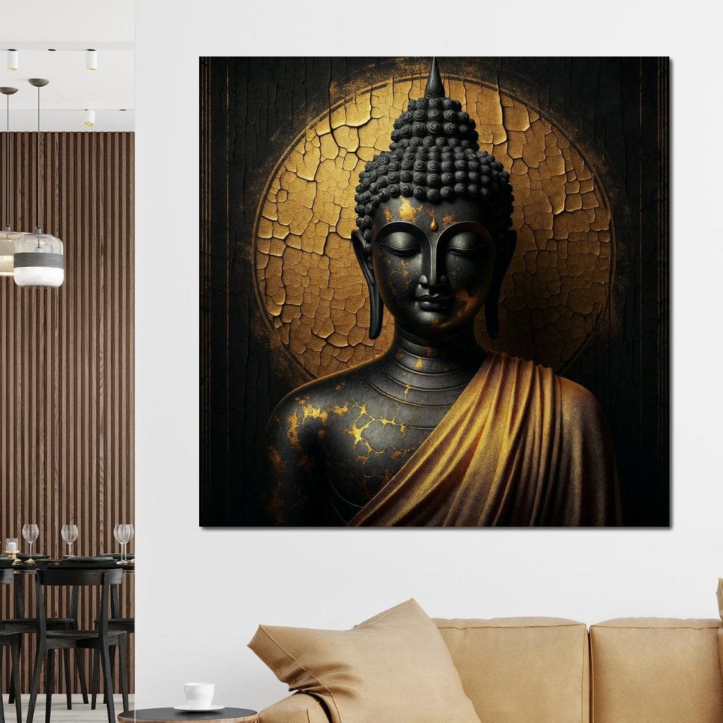 Tablou Canvas Premium LuxCanva® I131, Iluminarea Tacuta, Buddha, Zen, Spiritualitate, Meditatie, Armonie, Iluminare, Echilibru, Gold, Cadou Simbolic, Living, Dormitor