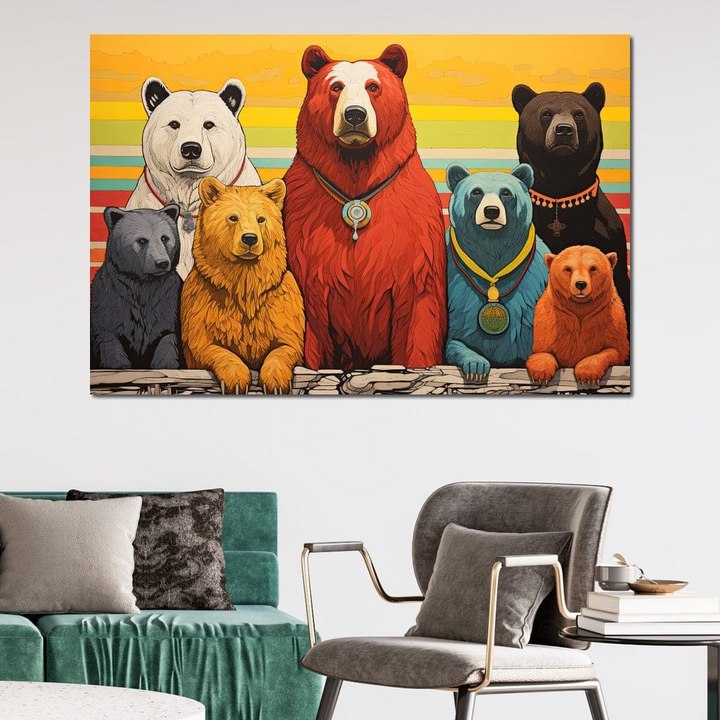 Tablou Canvas Premium, LuxCanva® K1008, Ursii Campioni, Medalii, Club, Atitudine, Echipa, Eroi, Prietenie, Concurs, Castigatori, Curaj, Animale, Poveste, Team, Camera Copii