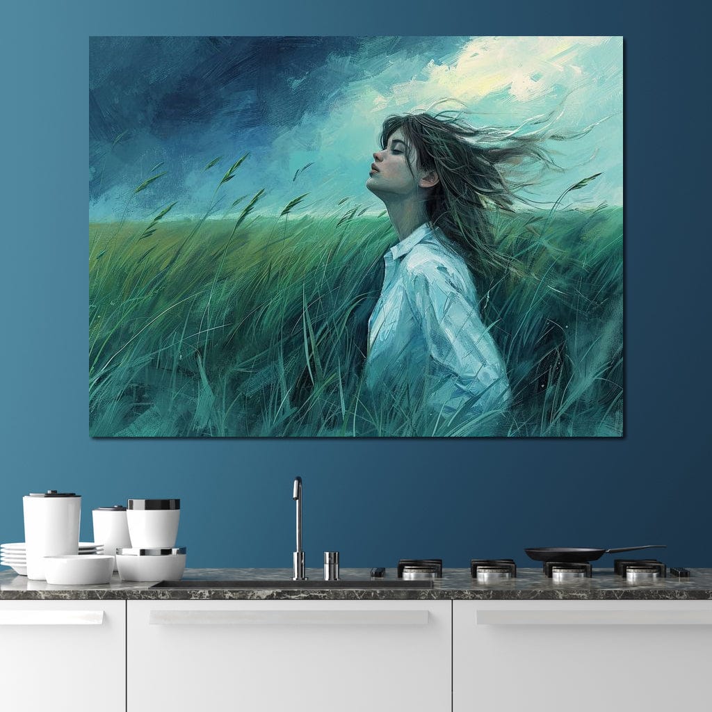 Tablou Canvas Premium, LuxCanva® G1201, Dans cu Cerul, Respiratie, Vant, Fata, Echilibru, Univers, Camp, Cer, Furtuna, Infinit, Pamant, Ritm, Natura, Fire, Iarba, Viata, Birou, Living, Dormitor