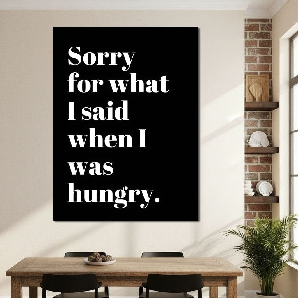 tablou canvas cu un mesaj amuzant scris cu litere albe, pe fundal negru