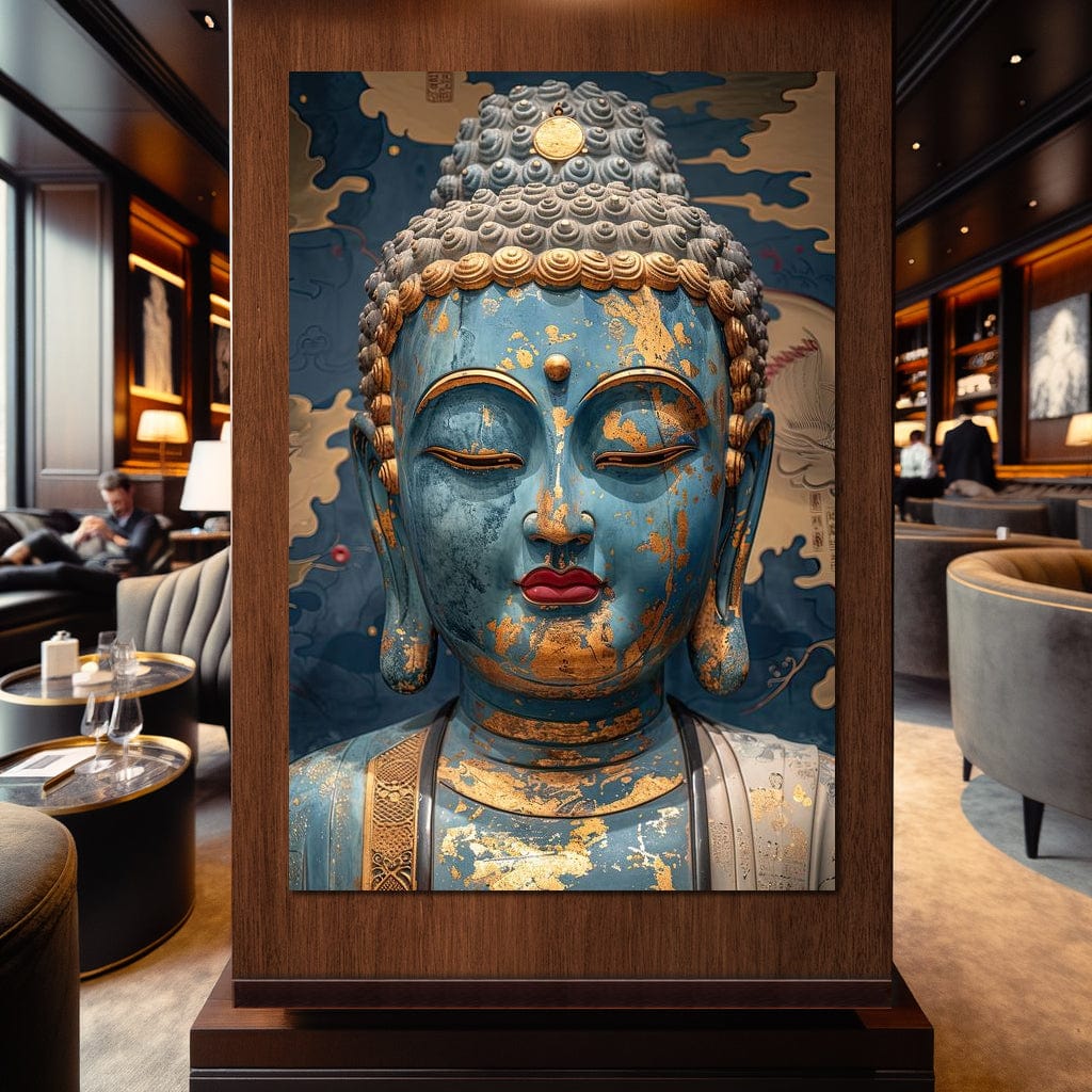 Tablou Canvas Premium LuxCanva® I135, Zeita Echilibrului Interior, Buddha, Zen, Spiritualitate, Meditatie, Contemplare, Transformare, Arta, Buze Rosii, Living, Dormitor