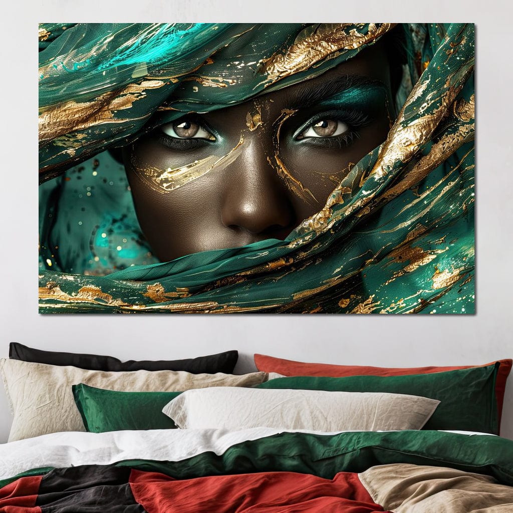 Tablou Canvas Premium LuxCanva® G1026, Ochi ce Spun Povesti , Oriental, Regina, Desert, Verde, Ochi, Boem, Smarald, Living, Dormitor