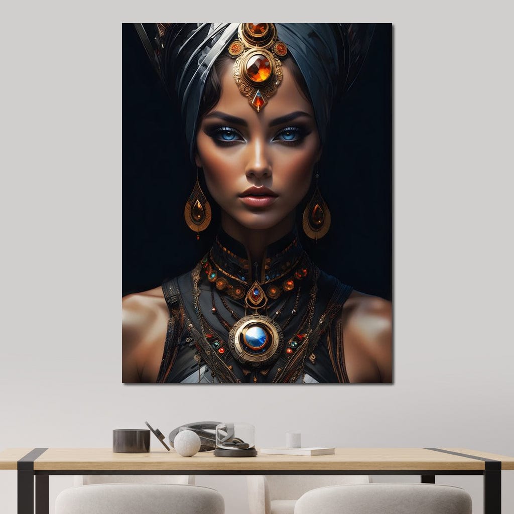 Tablou Canvas Premium, LuxCanva® G1092, Femeia Oracol, Mistic, Regalitate, Frumusete, Enigma, Sacralitate, Aur, Safir, Fantasmic, Living, Dormitor