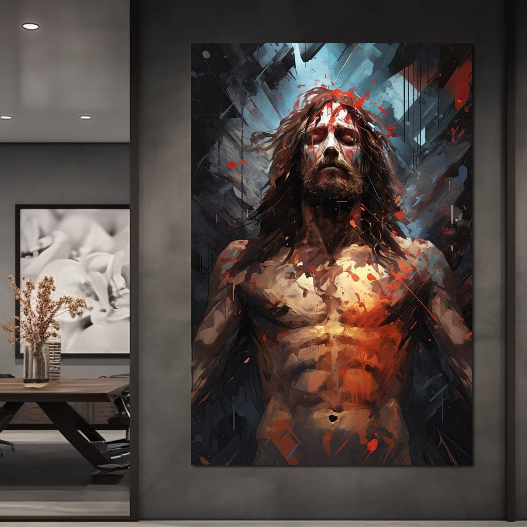 Tablou Canvas Premium LuxCanva® H1040, Patimile lui Hristos, Iisus, Martiriu, Forta Interioara, Sacrificiu, Divinitate, Gratie, Mantuire, Arta Sacra, Living, Dormitor