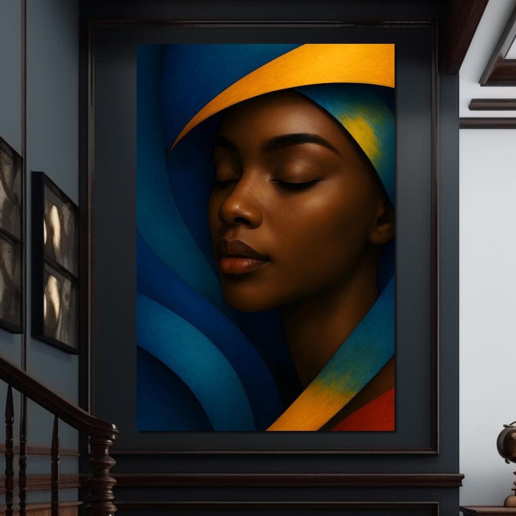 Tablou Canvas Premium, LuxCanva® G1134, Sub Pleoapele Lunii, Profunzime, Somn, Liniste, Pace, Meditatie, Serenitate, Pictural, Vis, Albastru, Portocaliu, Mister, Birou, Living