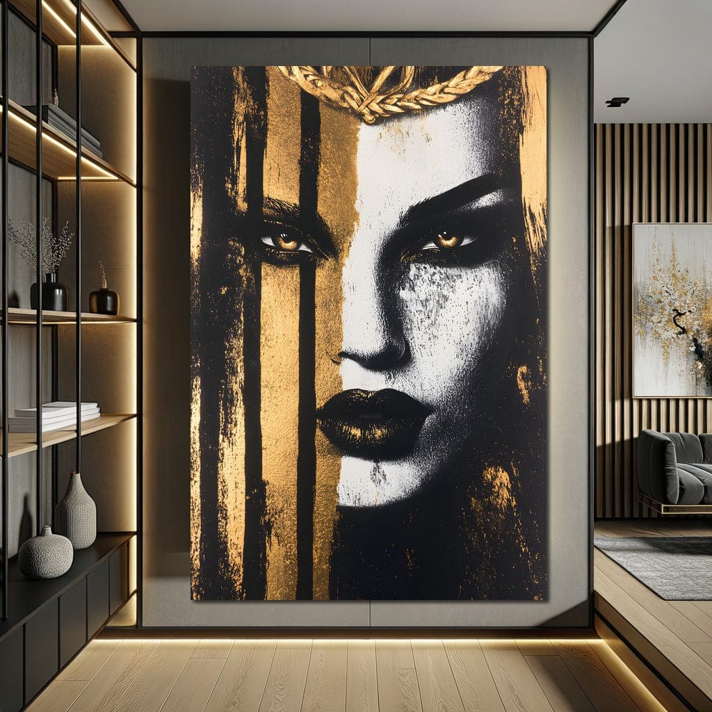 Tablou Canvas Premium, LuxCanva® G1147, Forta Unei Priviri, Privire, Intensa, Texturat, Arta, Mister, Fashion, Lux, Dramatism, Frumusete, Glamour, Metalic, Birou, Living