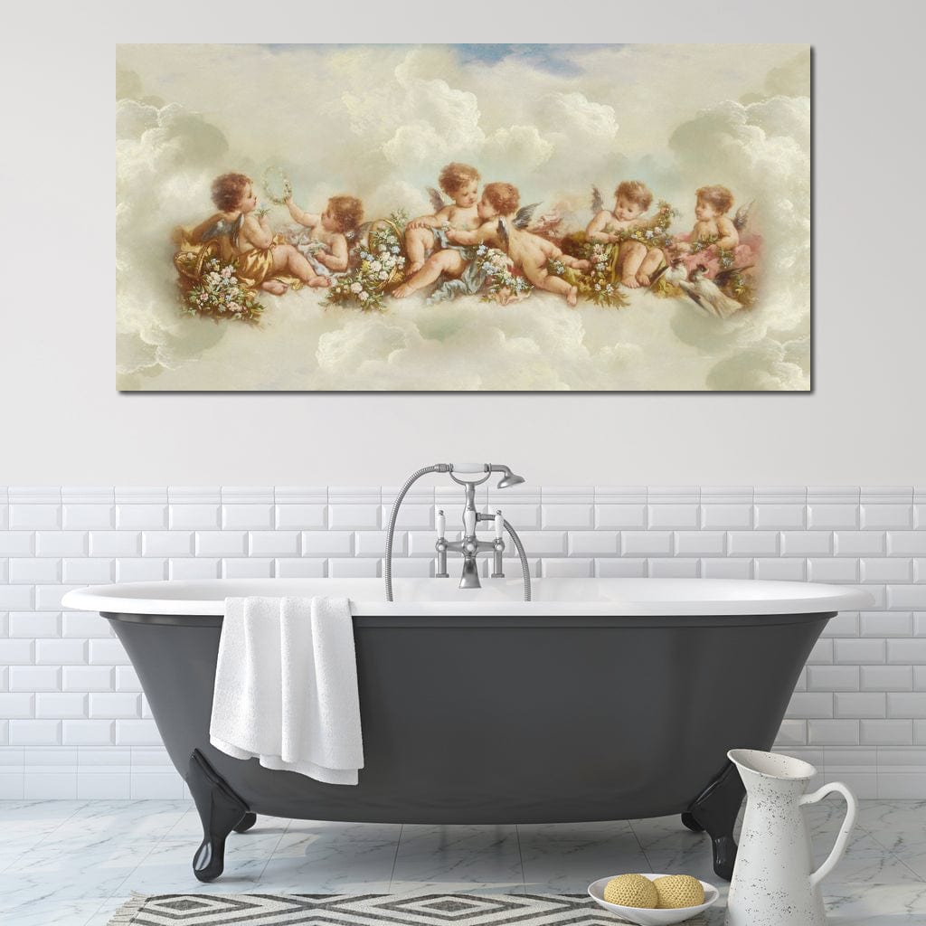Tablou Canvas Premium LuxCanva® H1020 Ingerasii Paradisului , Ingeri, Rai, Armonie, Puritate, Copii, Binecuvantare, Nori, Inocenta, Living, Dormitor