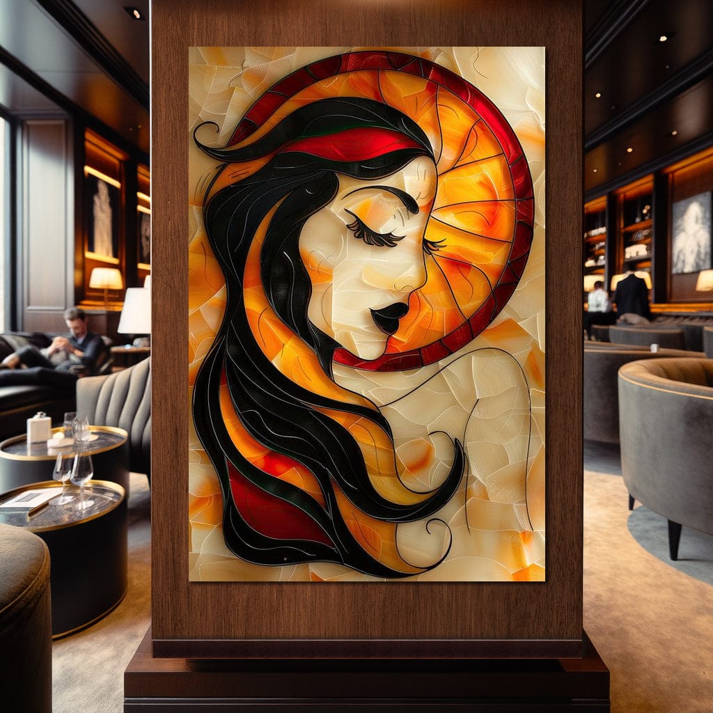 Tablou Canvas Premium LuxCanva® G1042, Zeita din Vitraliu , Soare, Aurora, Vis, Stralucire, Contemporan, Gotic, Mister, Misticism, Living, Dormitor