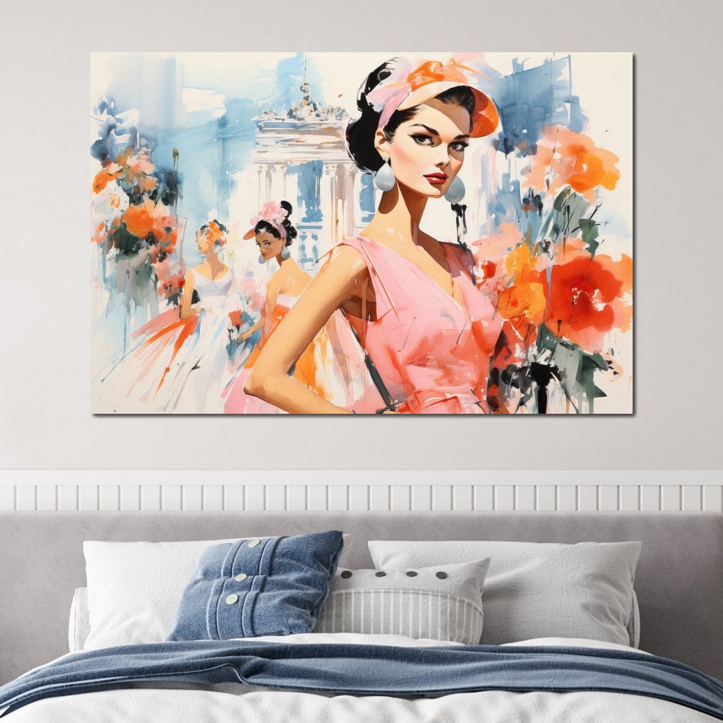 Tablou Canvas Premium, LuxCanva® G1130, O Primavara Retro, Paris, Stil, Eleganta, Femei, Bulevard, Moda, Trecut, Vintage, Rafinament, Living, Dormitor