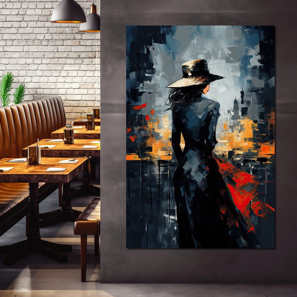 Tablou Canvas Premium LuxCanva® G1041, Privind spre Necunoscut , Oras, Visare, Orizont, Trecut, Viitor, Apus, Mister, Palarie, Living, Dormitor