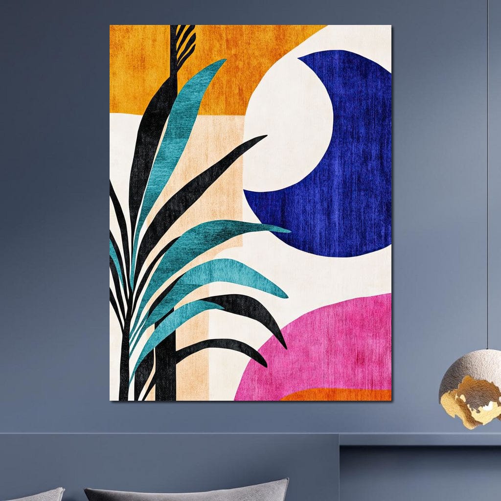 Tablou Canvas Premium, LuxCanva® J1011, Dialog Intre Forme, Frunza, Valuri, Liniste, Forme, Geometrie, Arhitectura, Abstract, Estival, Anotimp, Semiluna, Living, Dormitor