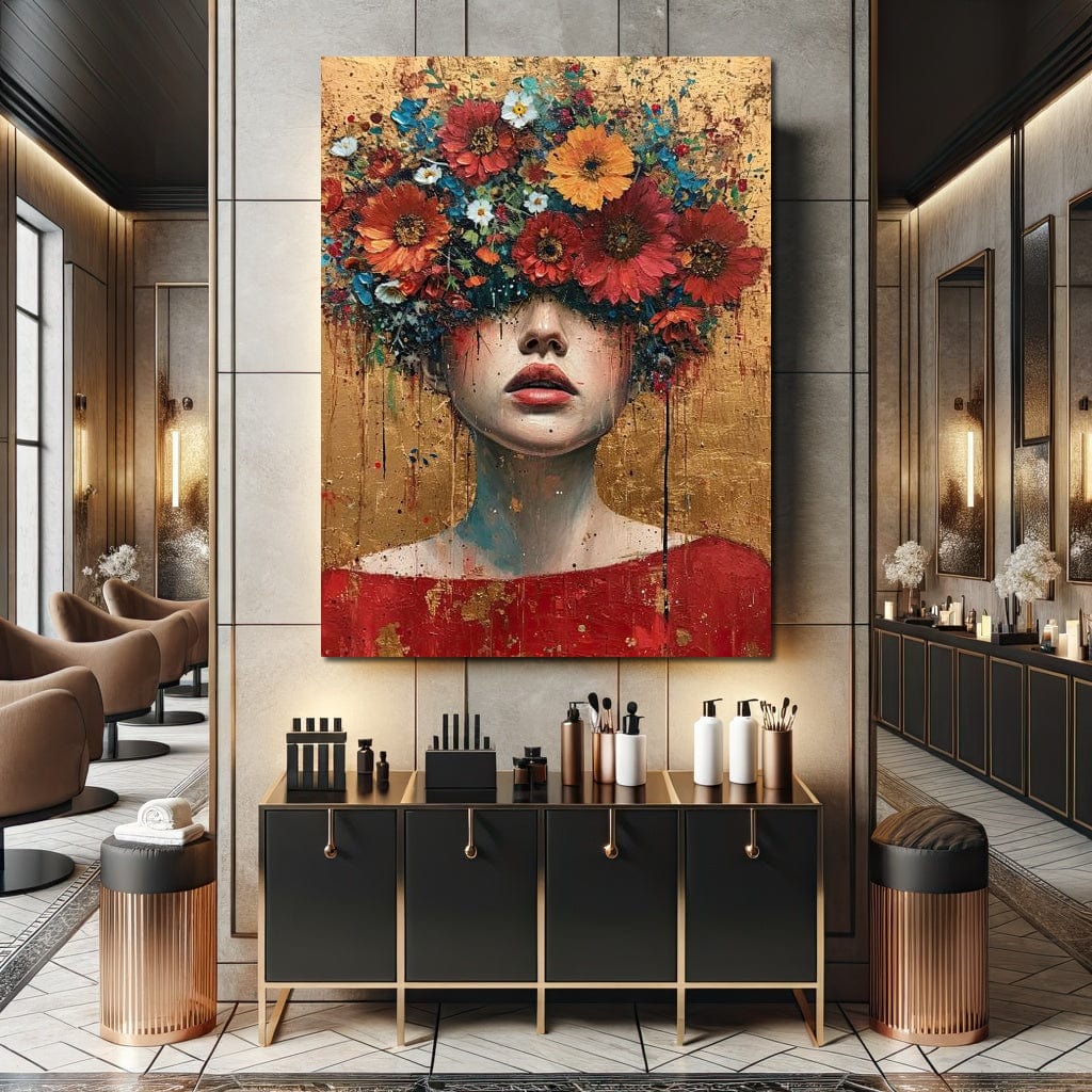 Tablou Canvas Premium LuxCanva® G1043, Frumusete Renascuta , Regina, Flori, Petale, Primavara, Coroana, Realism, Portret, Living, Dormitor