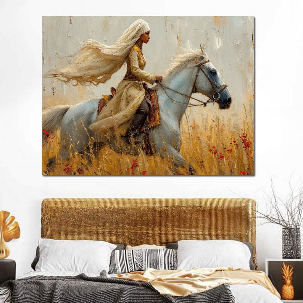 Tablou Canvas Premium, LuxCanva® G1096, Spirit Calator, Lumina, Cal, Galop, Grane, Pustie, Camp, Aur, Spirit, Oriental, Evadare, Living, Dormitor