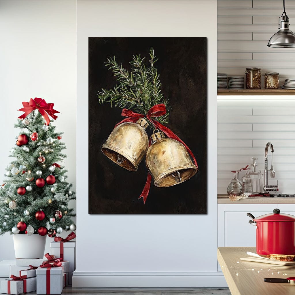 Tablou Canvas Premium LuxCanva® D1057, Vestitorii Clopotei , Clopotei, Brad, Craciun, Decoratiune, Sunet, Clinchet, Living Room, Culori vibrante