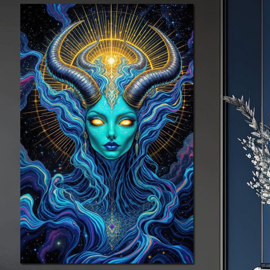 Tablou Canvas Premium, LuxCanva® G1245, Vortex Celest, Queen, Zeitate, Albastru, Energie, Stele, Galactic, Abis, Univers, Ochi, Fantezie, Coarne, Interstelar, Mistic, Hipnoza, Salon, Living, Dormitor