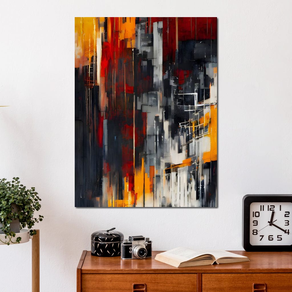 Tablou Canvas Premium, LuxCanva® O1025, Fragmente de Infinit, Foc, Tacere, Adanc, Ecou, Timp, Destin, Ziduri, Labirint, Ardere, Fracturi, Apus, Umbre, Oras, Geometrii, Birou, Living, Dormitor