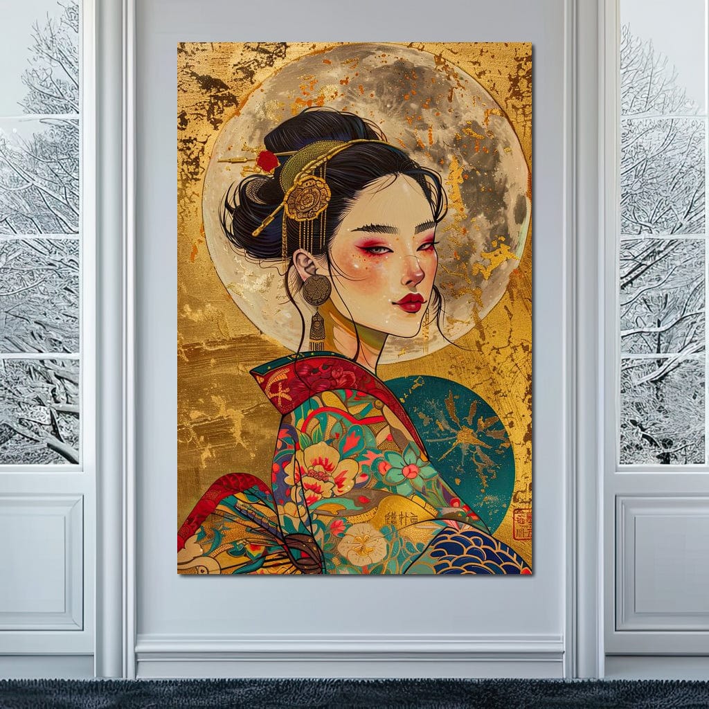 Tablou Canvas Premium LuxCanva® G1059, Misterul Unei Gheise , Japonia, Oriental, Kimono, Detalii, Eleganta, Samurai, Gheisa, Living, Dormitor