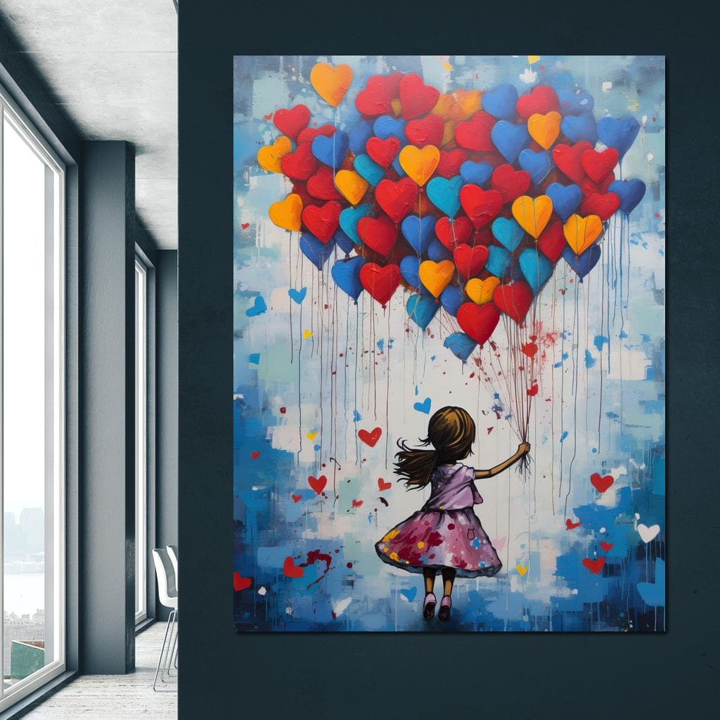 Tablou Canvas Premium LuxCanva® E1019, Inaltarea Inimilor spre Cer, Dor, Fir, Vise, Calatorie, Inimi, Living Room, Culori vibrante