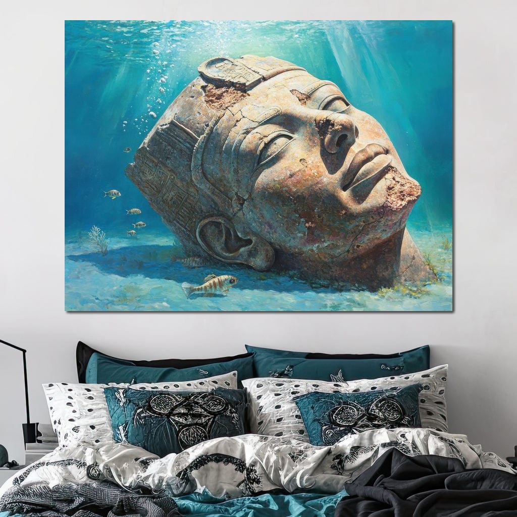 Tablou Canvas Premium, LuxCanva® O1052, Faraonul din Adancuri, Scufundat, Tacere, Liniste, Pierdut, Somn, Ocean, Mostenire, Egipt, Nil, Civilizatie, Timp, Subacvatic, Etern, Birou, Living, Dormitor