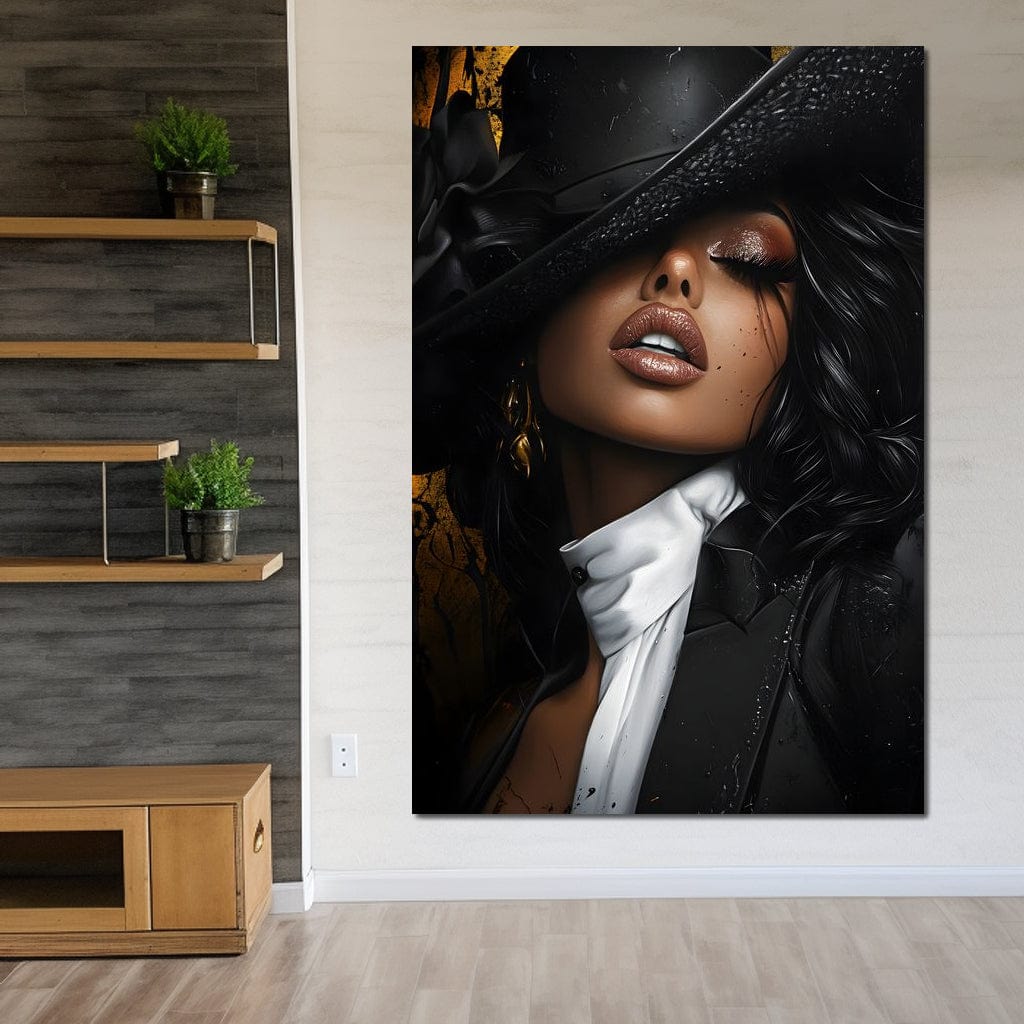 Tablou Canvas Premium, LuxCanva® G1198, Seductie in Frac, Lady, Noir, Joben, Tuxedo, Catifea, Jazz, Senzual, Sofisticat, Teatru, Cinema, Rafinament, Dorina, Pasiune, Birou, Living, Dormitor