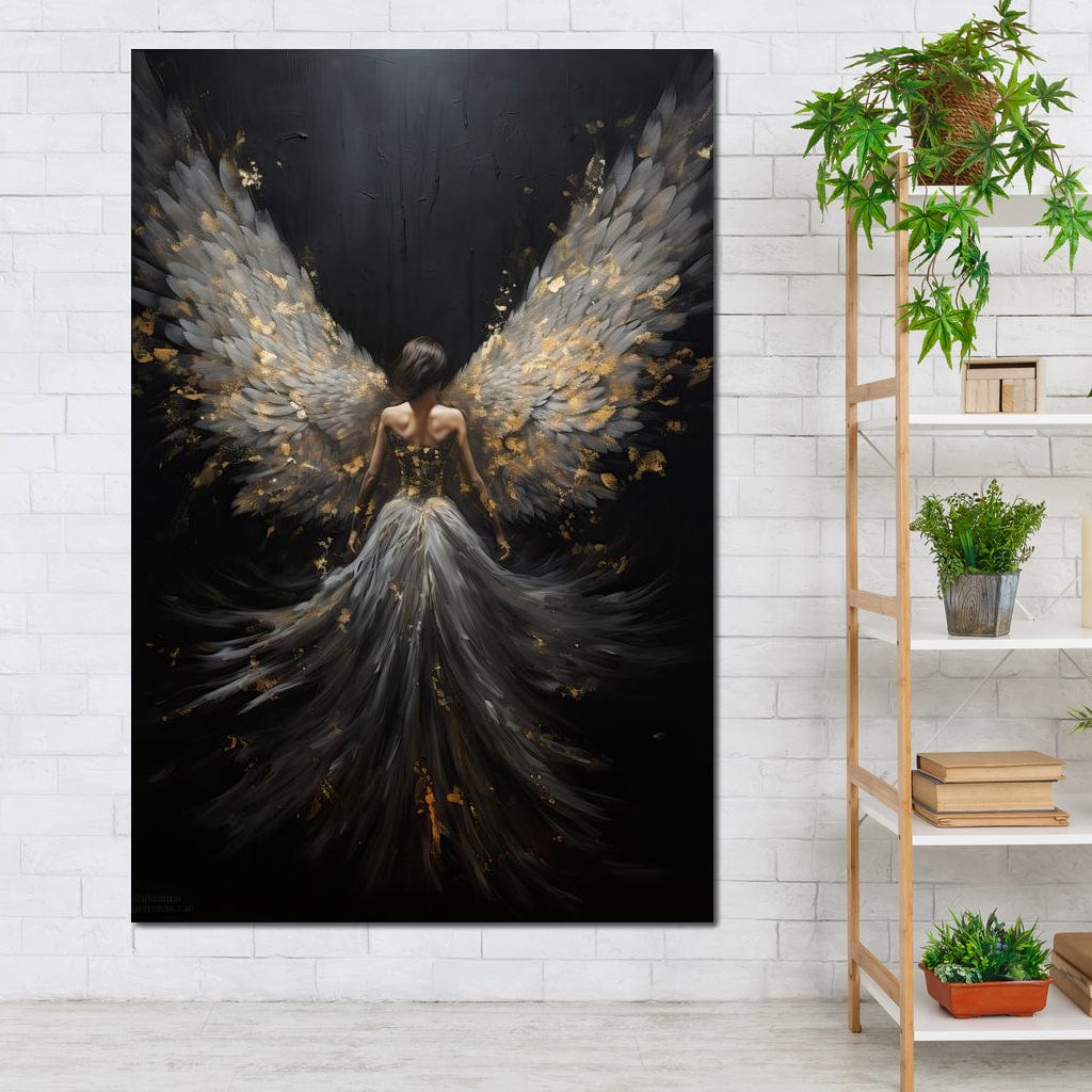 Tablou Canvas Premium, LuxCanva® G1203, Aripile Eternitatii, Divin, Ceresc, Nastere, Lumina, Aripi, Inger, Atingere, Angelic, Transcendenta, Spiritual, Cosmic, Birou, Living, Dormitor