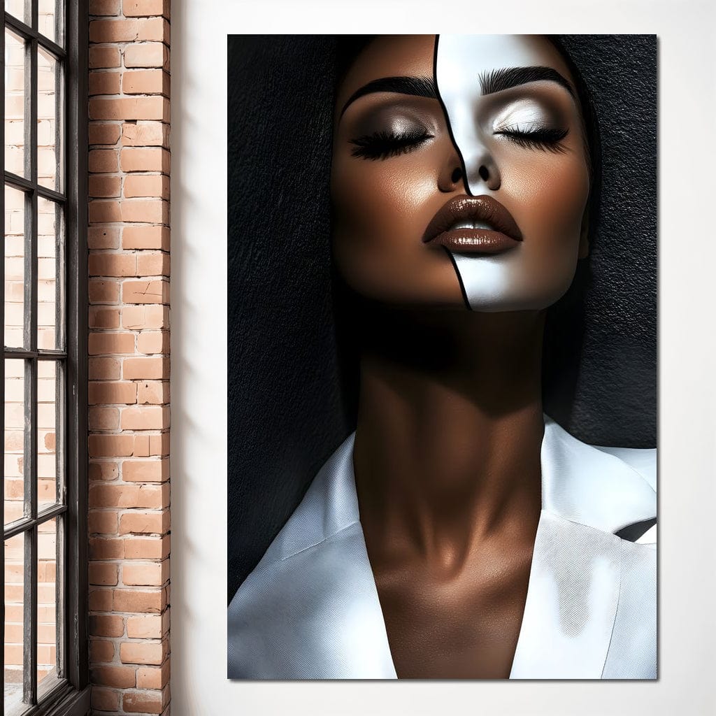 Tablou Canvas Premium, LuxCanva® G1199, Intre Doua Lumi, Armonie, Ruptura, Linie, Destin, Dualitate, Chip, Divizat, Fisura, Linii, Metafora, Echilibru, Alb, Negru, Birou, Living, Dormitor