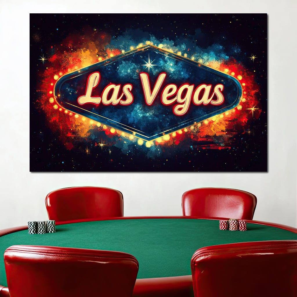 Tablou Canvas Premium LuxCanva® F1014, Viva Las Vegas , Exuberanta, Lux, Cazino, Spectacol, Adrenalina, Living, Birou, Culori vibrante