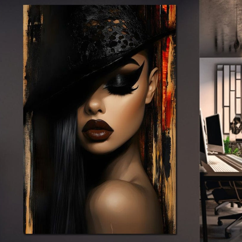 Tablou Canvas Premium, LuxCanva® G1197, Femeia Fatala, Glamour, Intunecat, Mister, Vizual, Seductie, Feminitate, Umbre, Teatral, Forta, Rafinament, Film, Aura, Birou, Living, Dormitor