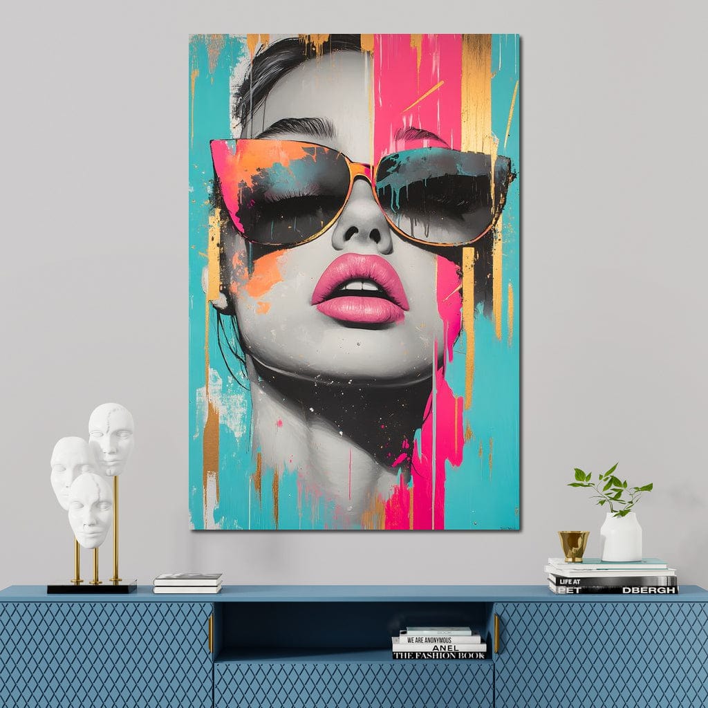 Tablou Canvas Premium, LuxCanva® G1143, Diva Urbana, Pop Art, Street Art, Culori, Ochelari de Soare, Modern, Glam, Club, Distractie, Fashion, Lifestyle, Tinerete, Birou, Living
