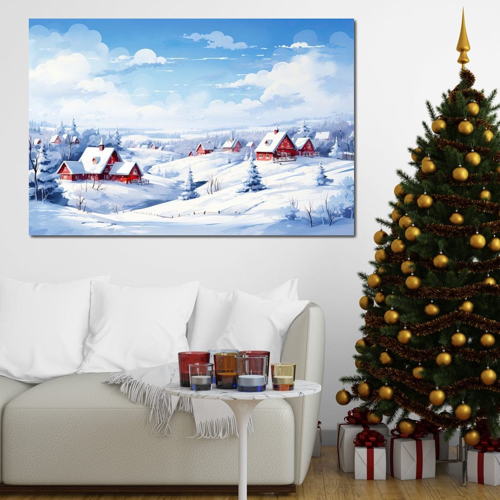 Tablou Canvas Premium LuxCanva® D1006, Iarna pe Ulita , Plimbare, Iarna, Rural, Ulita, Living Room, Omat, Culori Vibrante