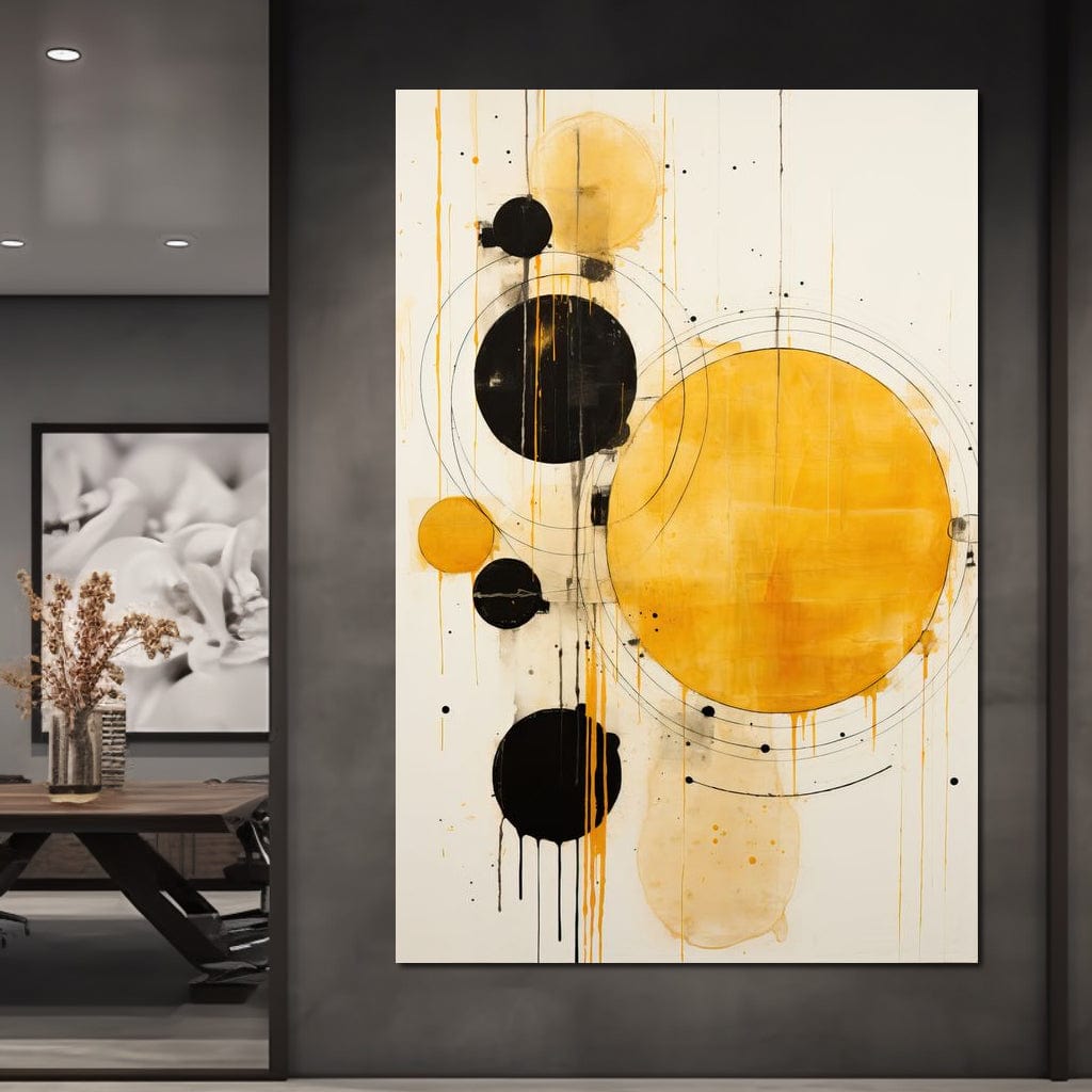 Tablou Canvas Premium, LuxCanva® J1025, Orologiul Universului, Eclipsa, Atractie, Radiatie, Galben, Negru, Mister, Infinit, Cercuri, Solar, Umbre, Living, Dormitor