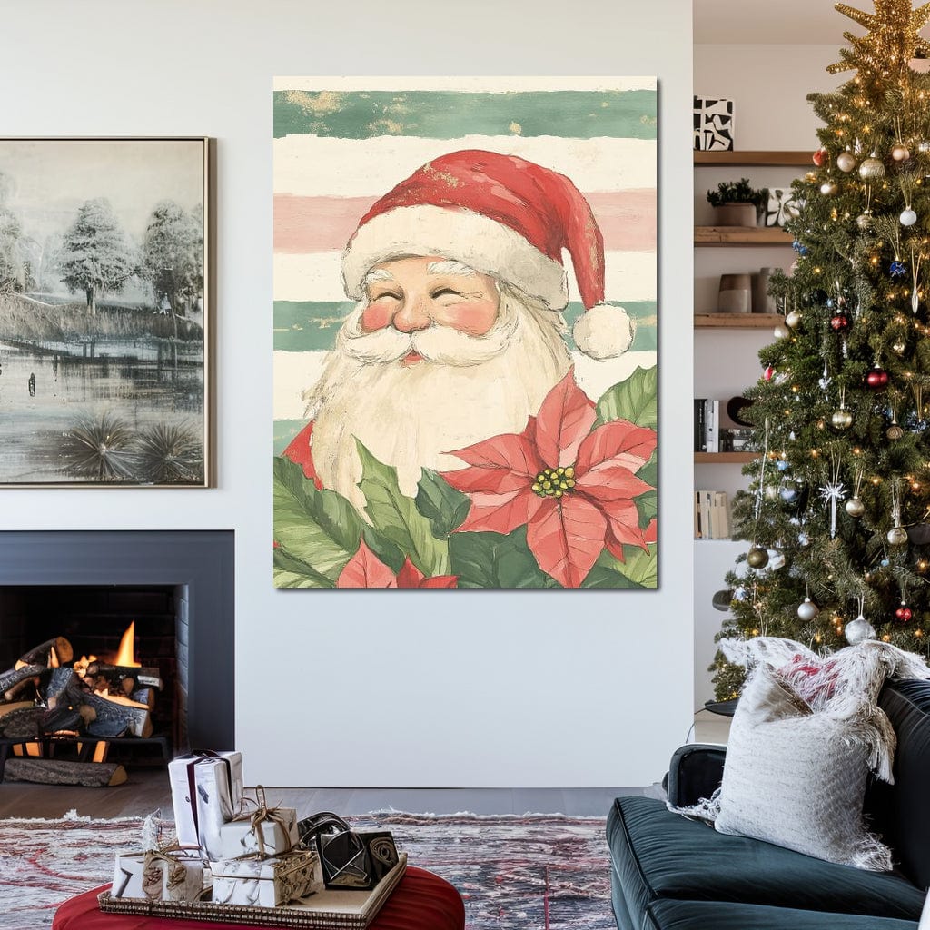 Tablou Canvas Premium LuxCanva® D1054, Mos Craciun, Simbolul Bucuriei ,  Costumatie, Sac, Magie, Zambet, Caciula, Living Room, Culori vibrante