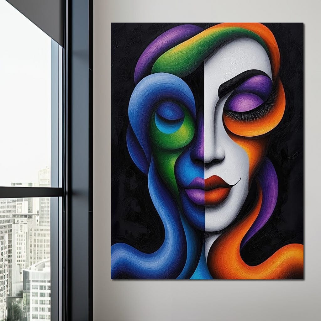 Tablou Canvas Premium, LuxCanva® G1128, Puterea din Intuneric, Razboinica, Tribal, Forta, Dramatism, Lupta, Mister, Contraste, Privire, Salbatica, Living, Dormitor