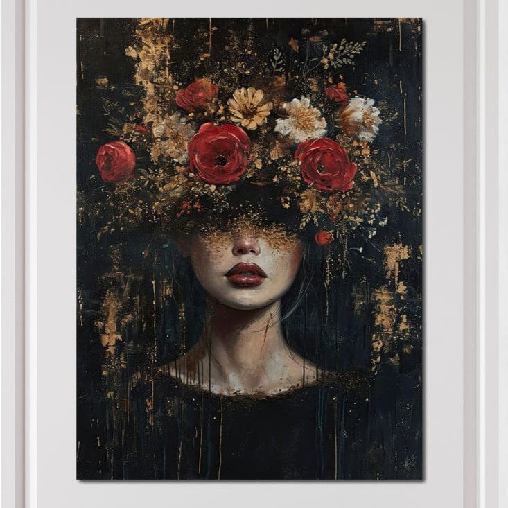Tablou Canvas Premium, LuxCanva® G1200, Regina Florilor Nocturne, Gradina, Interior, Trandafiri, Tacere, Visare, Petale, Natura, Roze, Mitologic, Splendoare, Birou, Living, Dormitor