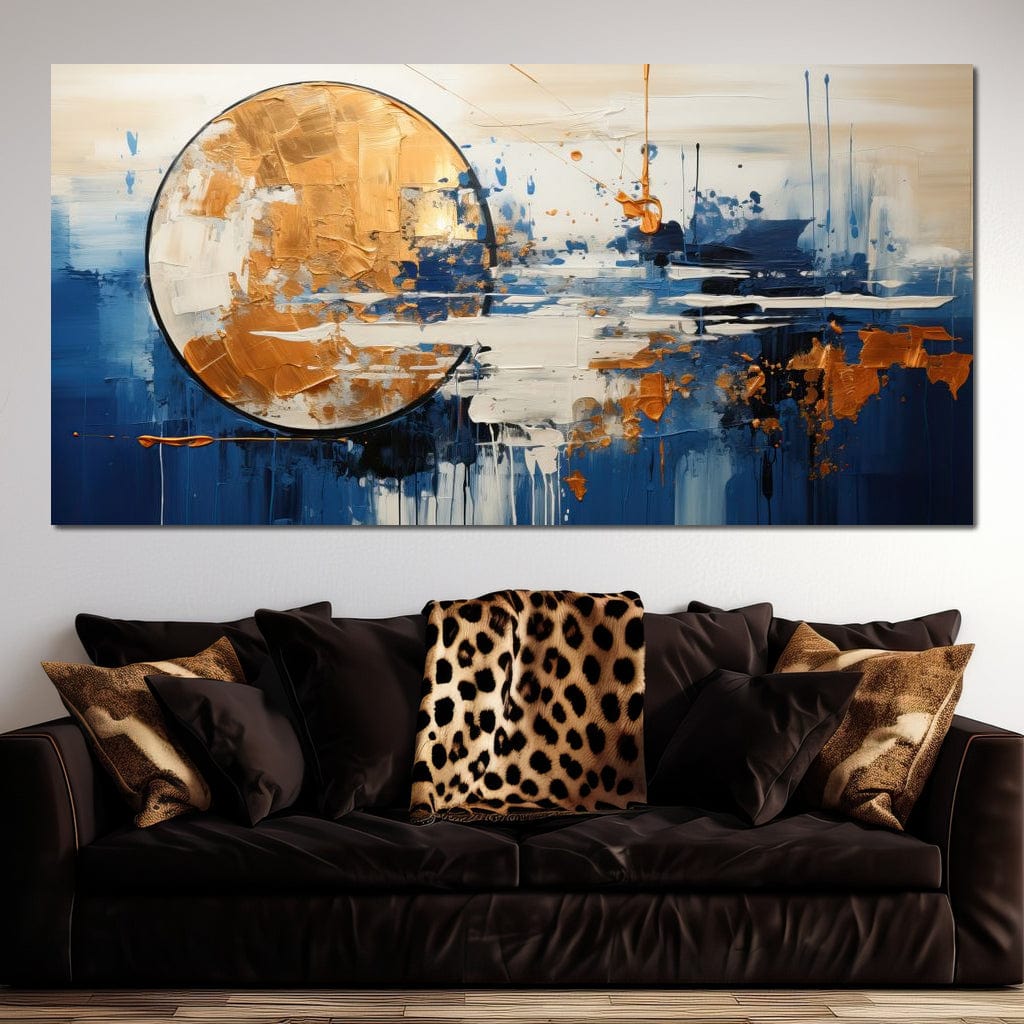 Tablou Canvas Premium, LuxCanva® J1017, Luna in Lumina Noptii, Apa, Astral, Orizont, Cosmic, Univers, Linii, Marin, Simbolism, Oniric, Lumina, Reflexii, Living, Dormitor