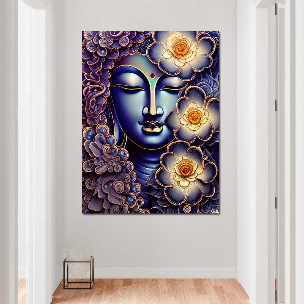 Tablou Canvas Premium LuxCanva® I121, Armonie si Culoare, Buddha, Zen, Iluminare, Pace Interioara, Spiritualitate, Armonie, Meditatie, Flori, Lotus, Urna, Living, Dormitor