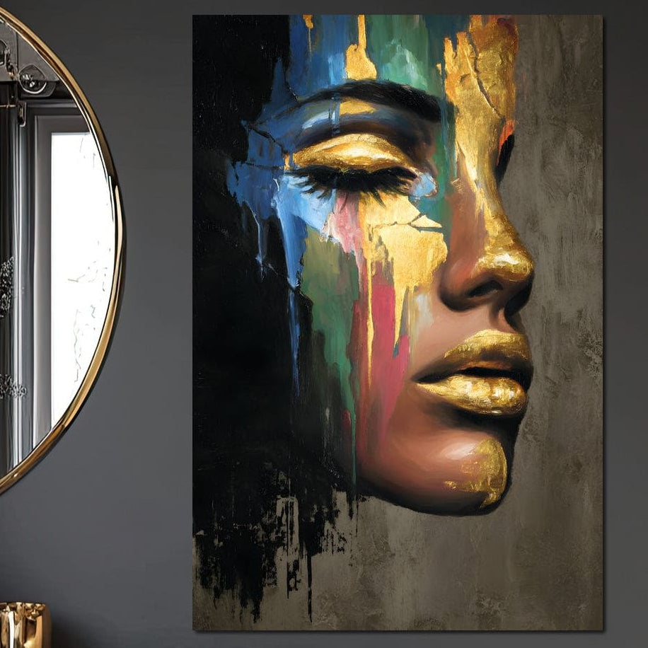 Tablou Canvas Premium, LuxCanva® G1239, Lumina din Tine, Vis, Aur, Chip, Reflexie, Suspin, Lumina, Lacrimi, Stralucire, Metamorfoza, Dualitate, Femeie, Timp, Fragilitate, Salon, Living, Dormitor