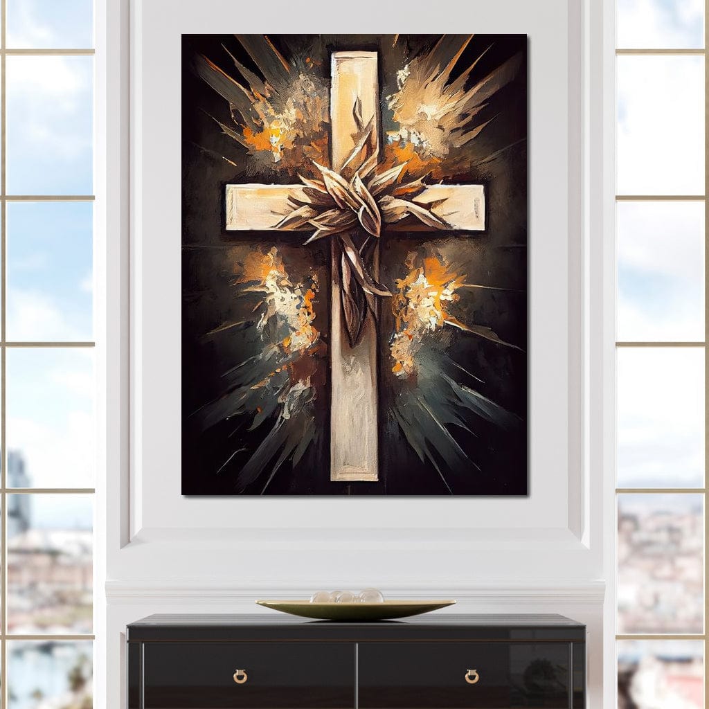 Tablou Canvas Premium LuxCanva® H1029 Ecoul Sacru al Jerfei , Coroana, Spini, Sacrificiu, Divin, Mantuire, Biblic, Jertfa, Cruce, Living, Dormitor