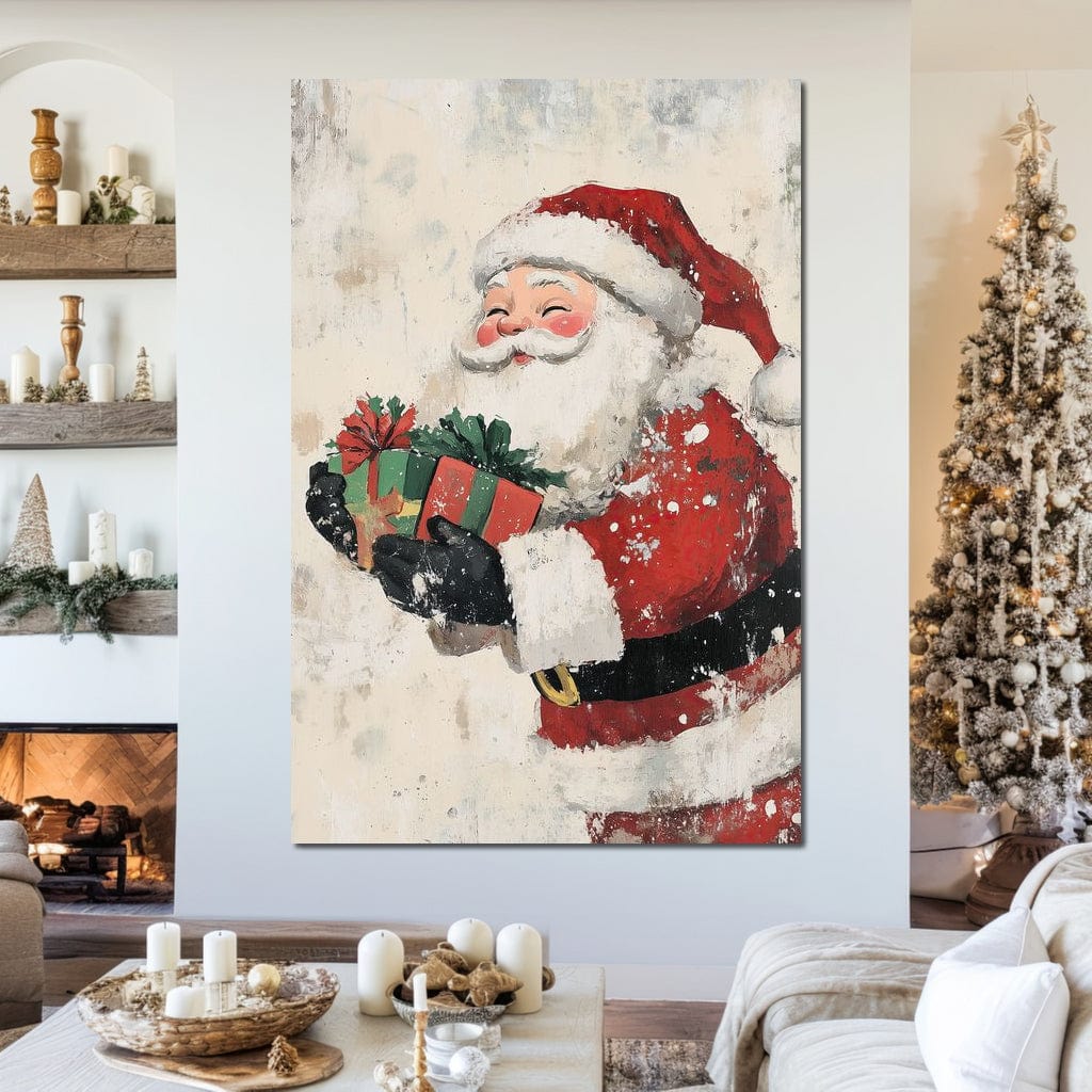 Tablou Canvas Premium LuxCanva® D1055, Mos Craciun si Darurile Copiilor , Costum, Ambalaje, Funde, Curea, Caciula, Living Room, Culori vibrante